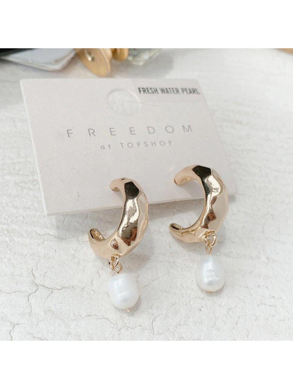 Topshop Freshwater Pearl Hoop Earrings